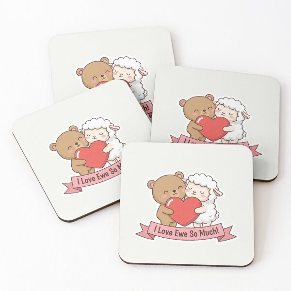Item preview,  I Love Ewe So Much! Cute Kawaii Bear and Sheep Valentine designed and sold by arup7980.