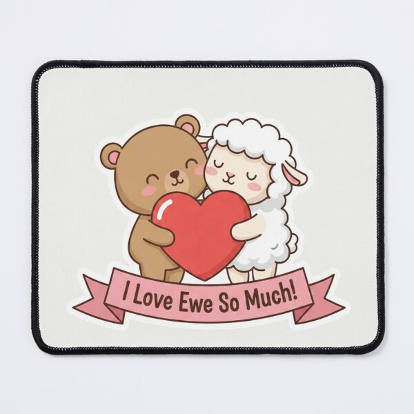 Item preview, I Love Ewe So Much! Cute Kawaii Bear and Sheep Valentine designed and sold by arup7980.