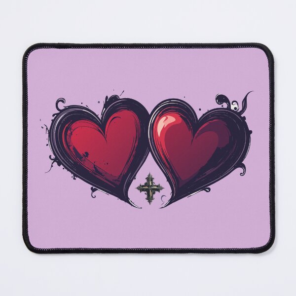 Item preview, Goth Paired Hearts with Plus Symbol between them. designed and sold by Art-Horizon.