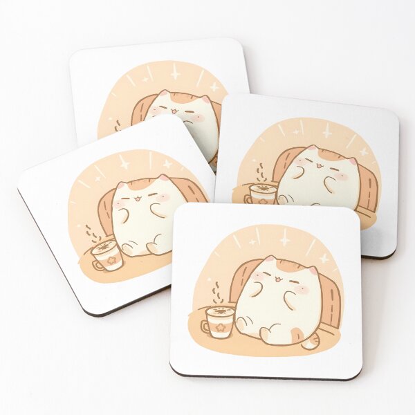 Item preview, Lindo gato regordete rodando boca arriba disfrutando del cálido sol | Ilustración de una acogedora cafetería pastel designed and sold by SlowDayFriends.