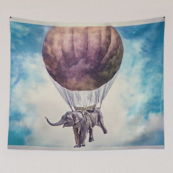 Item preview, Elephant floating with hot air balloon designed and sold by Photopat.
