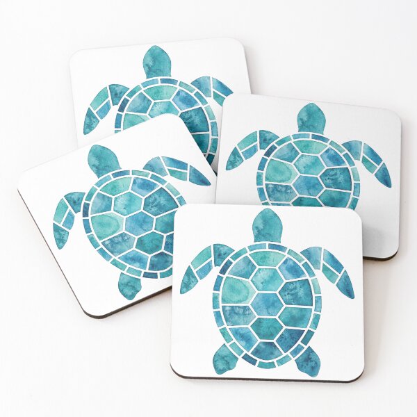 Item preview,  Teal Mosaic Sea Turtle Watercolor Geometric Shell Ocean Wildlife designed and sold by zoughlal.