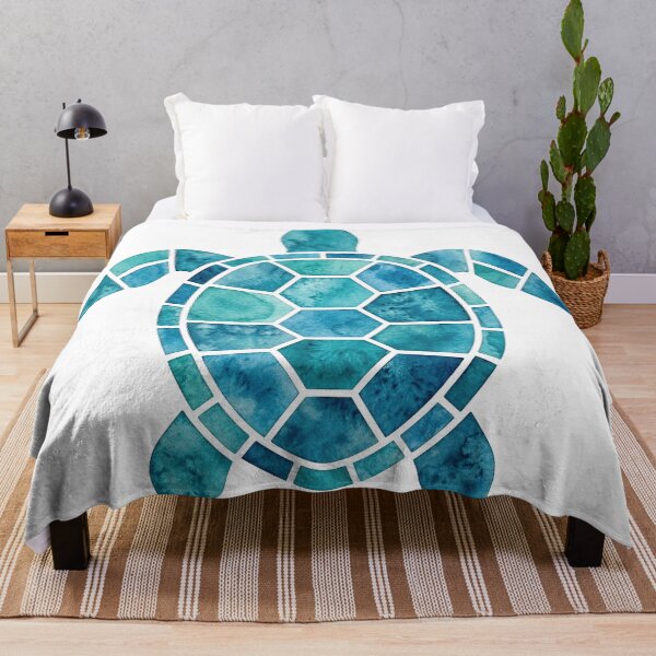Item preview, Teal Mosaic Sea Turtle Watercolor Geometric Shell Ocean Wildlife designed and sold by zoughlal.