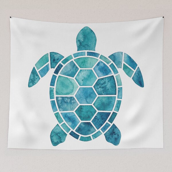 Item preview,  Teal Mosaic Sea Turtle Watercolor Geometric Shell Ocean Wildlife designed and sold by zoughlal.