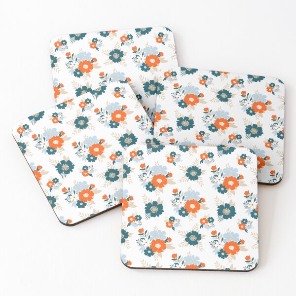 Item preview, Vibrant Orange & Teal Floral – Seamless Flat Graphic Design designed and sold by VelloomStore.