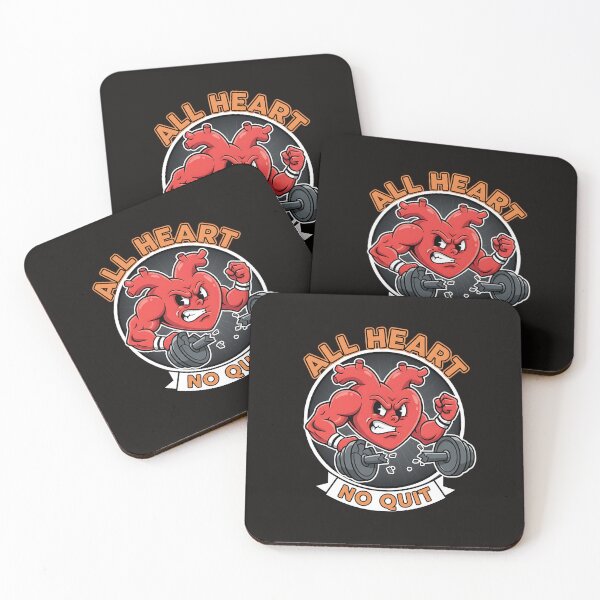 Item preview, All Heart No Quit - Muscular Heart Fitness Mascot Art designed and sold by CELESTIAL©️.