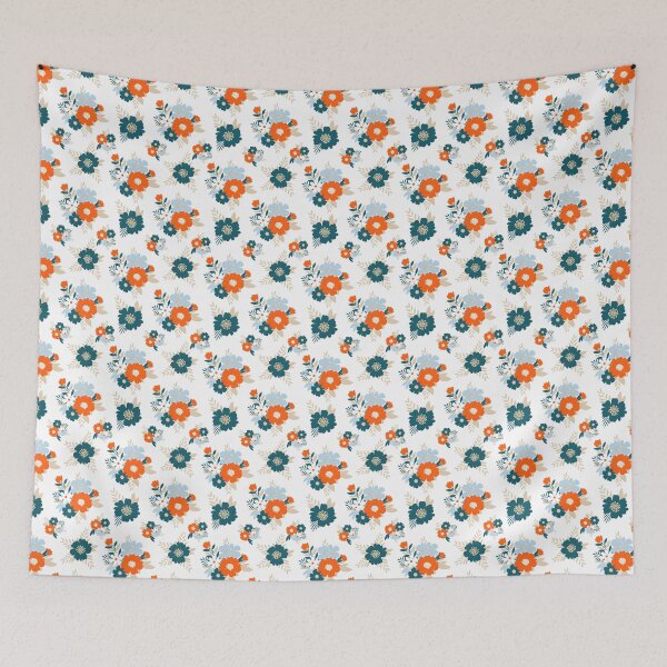Item preview, Vibrant Orange & Teal Floral – Seamless Flat Graphic Design designed and sold by VelloomStore.