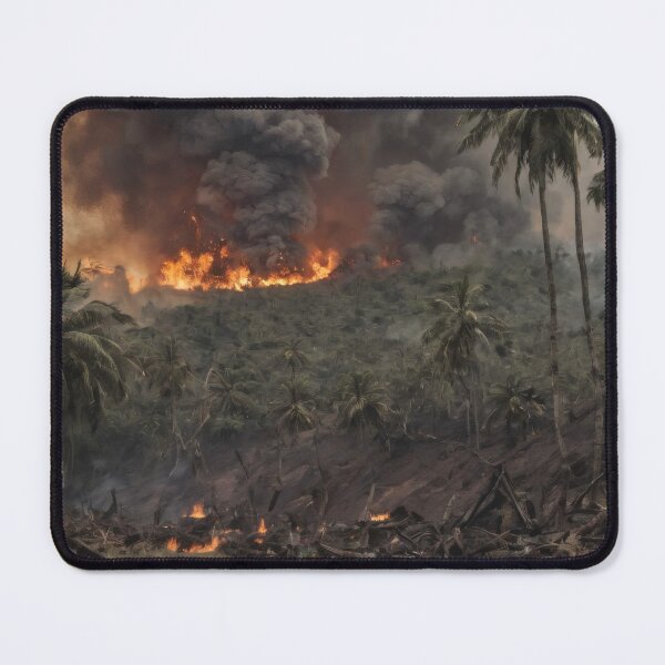 Item preview, Burning Jungle Under Napalm Strike – Explosive War Fire Landscape Art designed and sold by Visualynx.