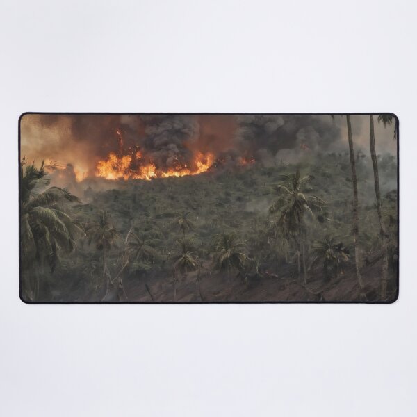 Item preview, Burning Jungle Under Napalm Strike – Explosive War Fire Landscape Art designed and sold by Visualynx.