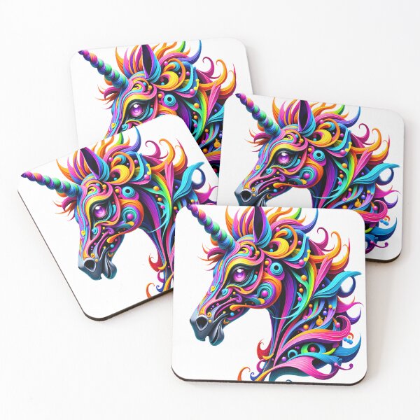 Item preview, Beautiful fractal unicorn in raibow colors designed and sold by LoneAngel.