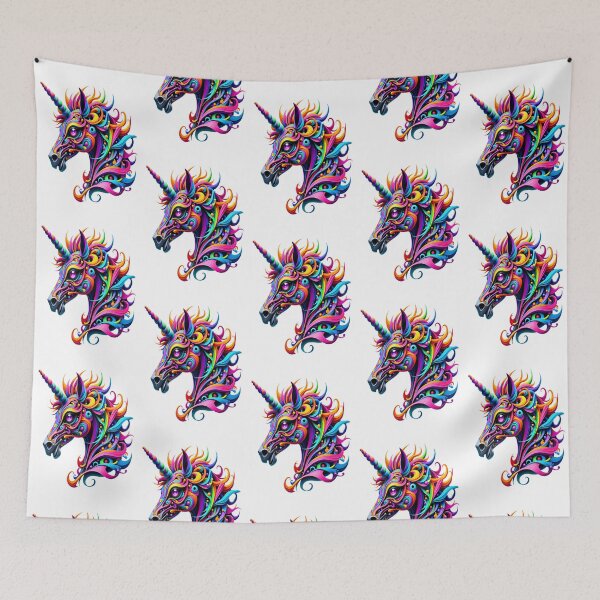 Item preview, Beautiful fractal unicorn in raibow colors designed and sold by LoneAngel.