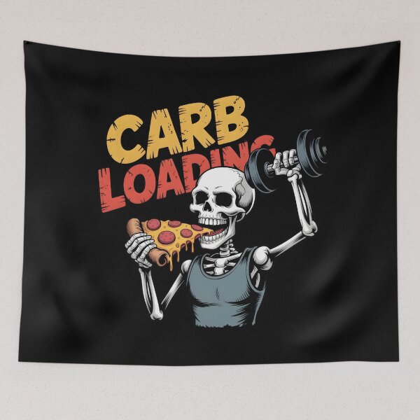 Item preview, Funny Carb Loading Skeleton - Pizza & Gym Workout Humor designed and sold by Iron Skull.