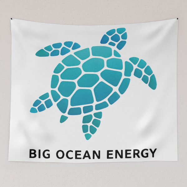 Item preview,  Big Ocean Energy Cellular Pattern Sea Turtle Bold Confident Neon Cyan designed and sold by zoughlal.