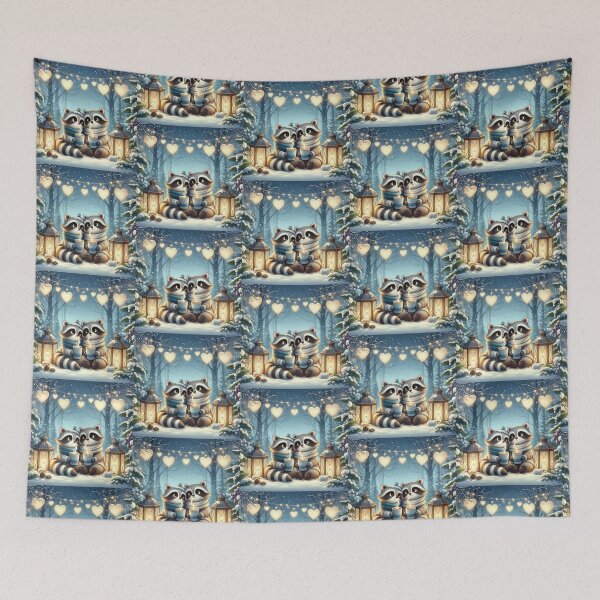 Item preview, Winter Raccoon Love – Cozy Valentine’s Forest Scene designed and sold by Dogandesighn.