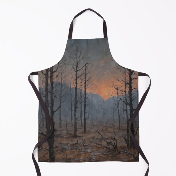 Item preview, Burned Forest at Dawn – Smoky Sunrise Landscape Art designed and sold by Visualynx.