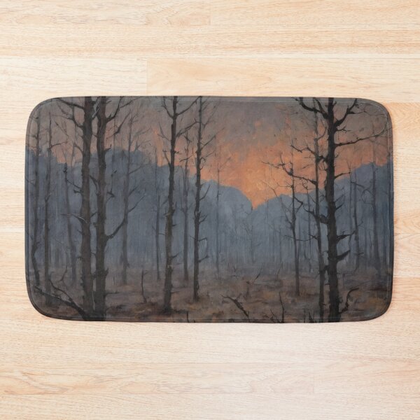 Item preview, Burned Forest at Dawn – Smoky Sunrise Landscape Art designed and sold by Visualynx.