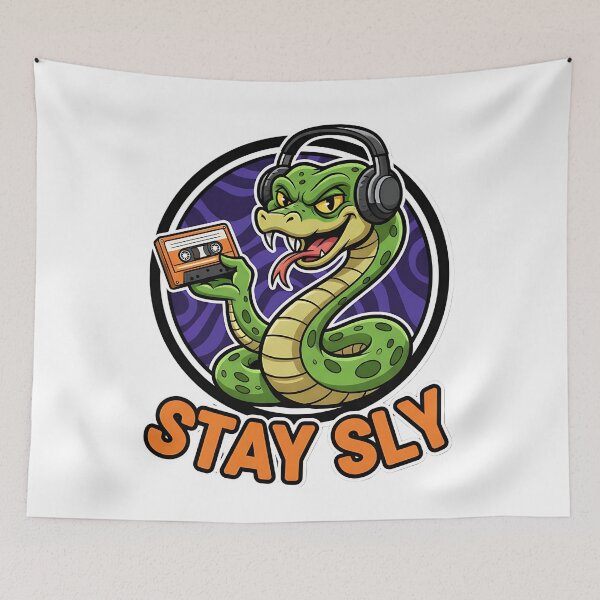 Item preview, Stay Sly Retro Snake Mascot - 90s Cassette Tape Art designed and sold by CELESTIAL©️.