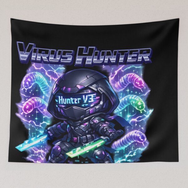 Item preview, Virus Hunter – Neon Cyber Assassin Dual Blade Glitch Design designed and sold by R3X .