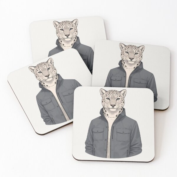 Item preview, Snow Leopard in Technical Jacket Illustration designed and sold by Ombrya.