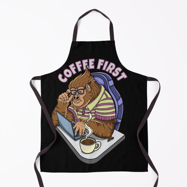 Item preview, Coffee First – Nerd Gorilla Cartoon Illustration designed and sold by Well Gama Studio.