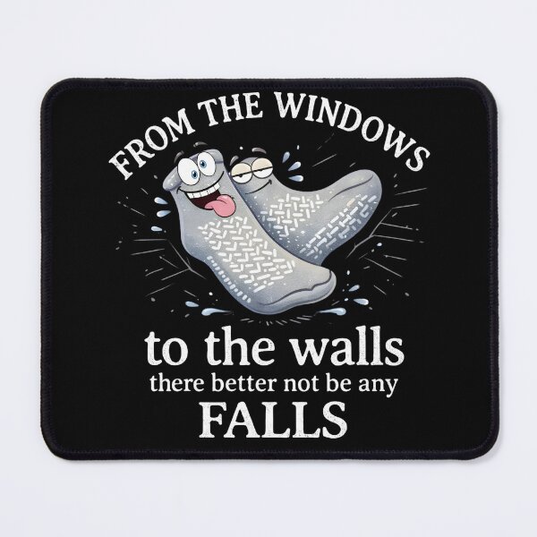 Item preview, From the Windows to the Walls Funny Bathroom Cleaning Quote Design, Hilarious Housekeeping Humor Cartoon Cleaning Socks Illustration designed and sold by JoyBoyStudio1.