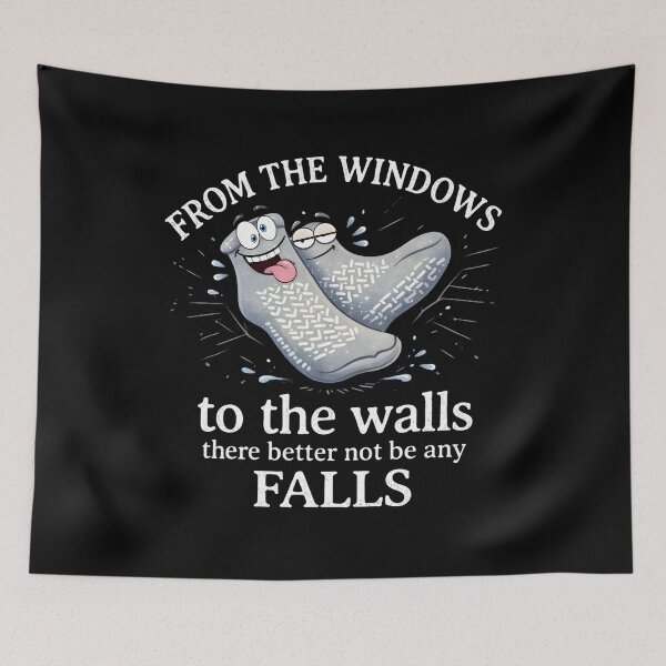 Item preview, From the Windows to the Walls Funny Bathroom Cleaning Quote Design, Hilarious Housekeeping Humor Cartoon Cleaning Socks Illustration designed and sold by JoyBoyStudio1.