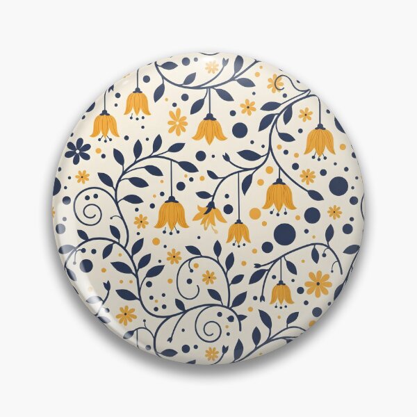 Item preview, Golden Yellow Bells on Dark Blue Vines – Flat Floral Vector designed and sold by VelloomStore.