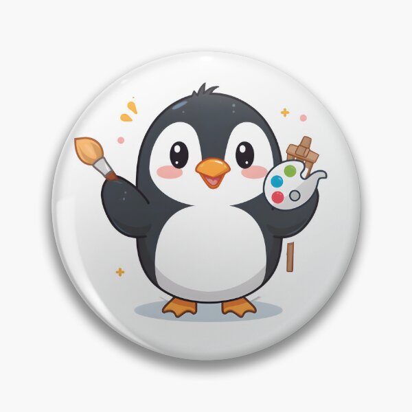 Item preview, Cute Penguin Artist Cartoon – Kawaii Painting Penguin designed and sold by Kruti Collection.