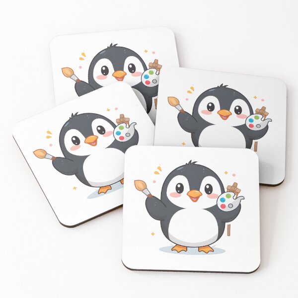 Item preview, Cute Penguin Artist Cartoon – Kawaii Painting Penguin designed and sold by Kruti Collection.