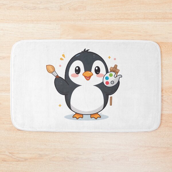 Item preview, Cute Penguin Artist Cartoon – Kawaii Painting Penguin designed and sold by Kruti Collection.