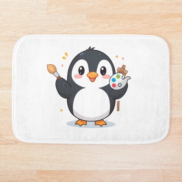 Item preview, Cute Penguin Artist Cartoon – Kawaii Painting Penguin designed and sold by Kruti Collection.