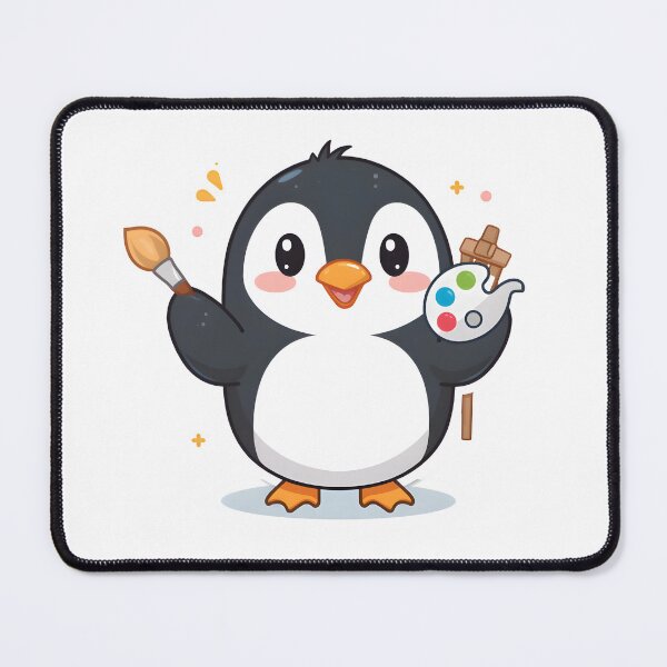 Item preview, Cute Penguin Artist Cartoon – Kawaii Painting Penguin designed and sold by Kruti Collection.