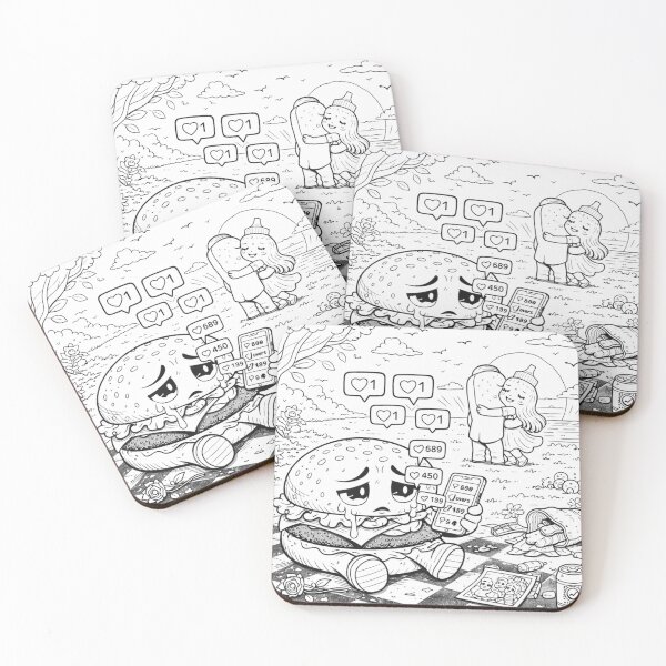 Item preview, Jealou – Social Media Likes Heartbreak Funny Cute Line Art designed and sold by ComedyInkFactor.