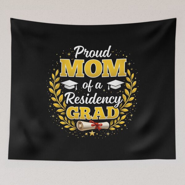 Item preview, Proud Mom of a Residency Grad Graduation Design, Medical Residency Graduate Celebration Gift with Gold Laurel and Diploma Illustration designed and sold by JoyBoyStudio1.