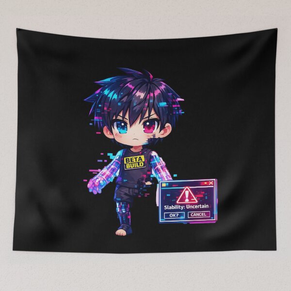 Item preview, Beta Build – Stability Uncertain | Glitch Chibi Cyberpunk Design designed and sold by R3X .