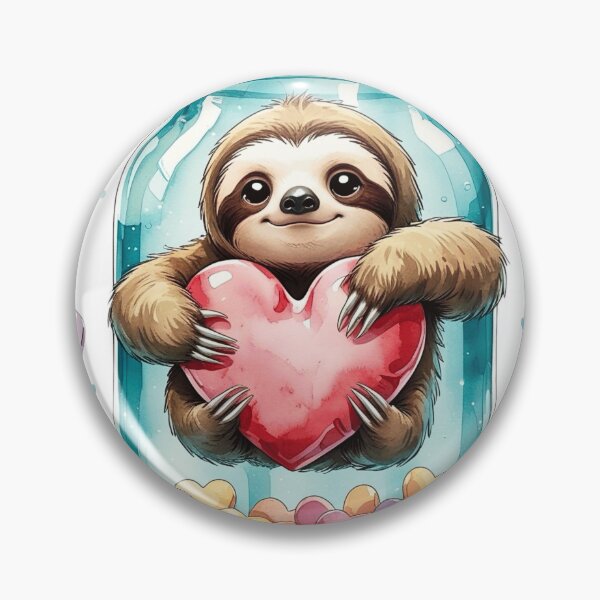 Item preview, Cute Sloth Hugging Heart in Glass Jar Whimsical Valentine Art designed and sold by AQUILAKREO.