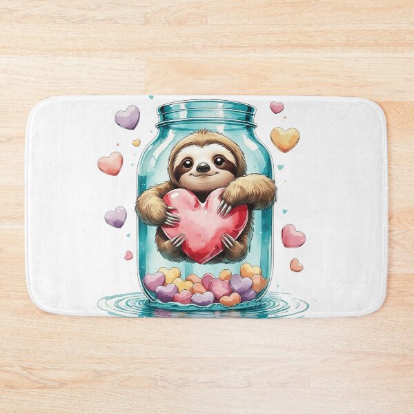 Item preview, Cute Sloth Hugging Heart in Glass Jar Whimsical Valentine Art designed and sold by AQUILAKREO.