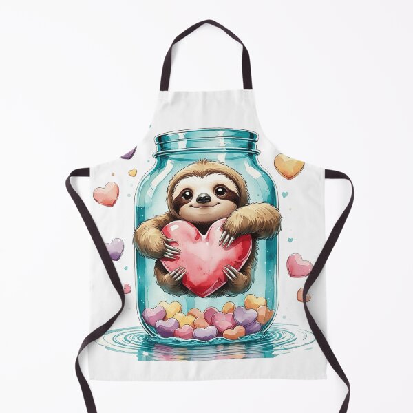 Item preview, Cute Sloth Hugging Heart in Glass Jar Whimsical Valentine Art designed and sold by AQUILAKREO.