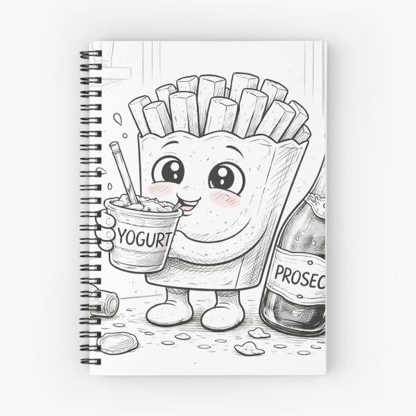 Item preview, Cute Fries Character With Yogurt and Prosecco – Funny Food Line Art designed and sold by ComedyInkFactor.