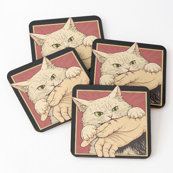 Item preview, Angry Cat Biting Hand Dark Humor Illustration, Savage Cat Attack Meme Art for Cat Lovers with Sharp Claws Attitude Design designed and sold by JoyBoyStudio1.