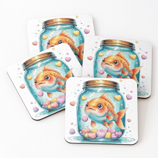 Item preview, Cute Goldfish in Glass Jar Whimsical Valentine Sublimation Art designed and sold by AQUILAKREO.