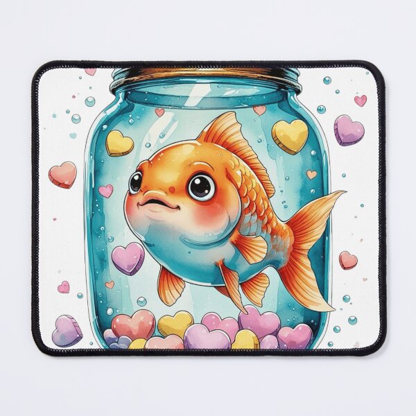 Item preview, Cute Goldfish in Glass Jar Whimsical Valentine Sublimation Art designed and sold by AQUILAKREO.
