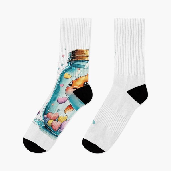 Item preview, Cute Goldfish in Glass Jar Whimsical Valentine Sublimation Art designed and sold by AQUILAKREO.