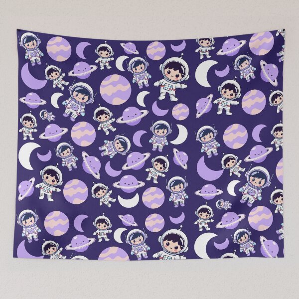 Item preview, Cute Kawaii Astronauts & Purple Planets Pattern designed and sold by stylishdzign.