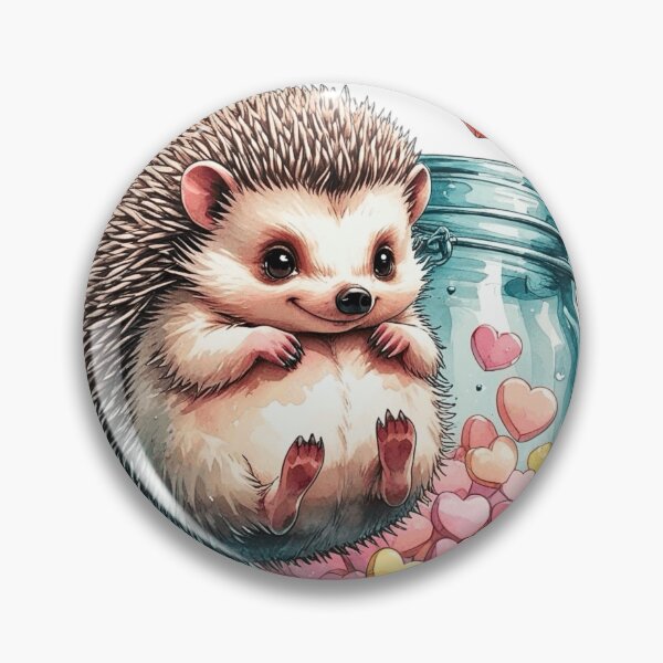 Item preview, Cute Happy Hedgehog with Glass Jar Whimsical Valentine Sublimatio designed and sold by AQUILAKREO.