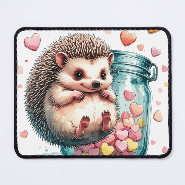 Item preview, Cute Happy Hedgehog with Glass Jar Whimsical Valentine Sublimatio designed and sold by AQUILAKREO.