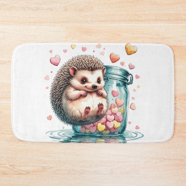 Item preview, Cute Happy Hedgehog with Glass Jar Whimsical Valentine Sublimatio designed and sold by AQUILAKREO.