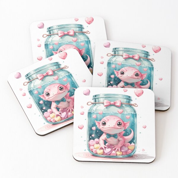 Item preview, Cute Pink Axolotl in Glass Jar Whimsical Valentine Sublimation Art designed and sold by AQUILAKREO.