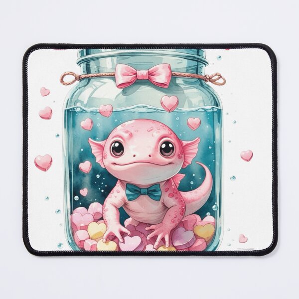Item preview, Cute Pink Axolotl in Glass Jar Whimsical Valentine Sublimation Art designed and sold by AQUILAKREO.