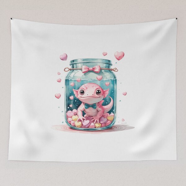 Item preview, Cute Pink Axolotl in Glass Jar Whimsical Valentine Sublimation Art designed and sold by AQUILAKREO.
